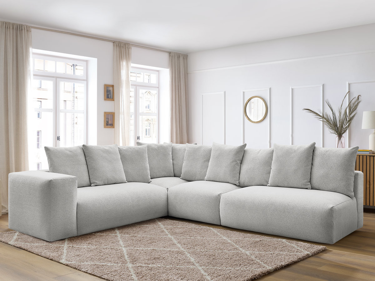 Bobochic Voltaire Ecksofa 322 × 268 cm Melange-Stoff Hellgrau Ecke links
