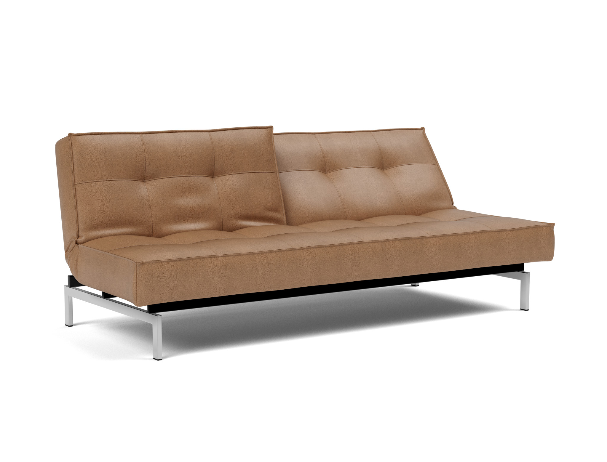 Schlafsofa Splitback Lederoptik Faunal 551-Brown Beine Chrom