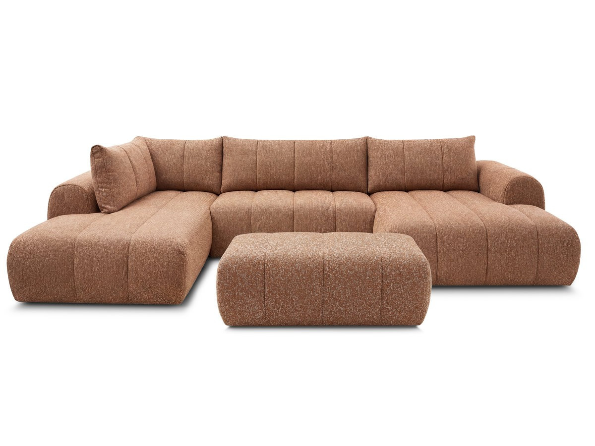 Bobochic Nesty Wohnlandschaft mit Pouf Melange-Stoff Orange Ecke rechts