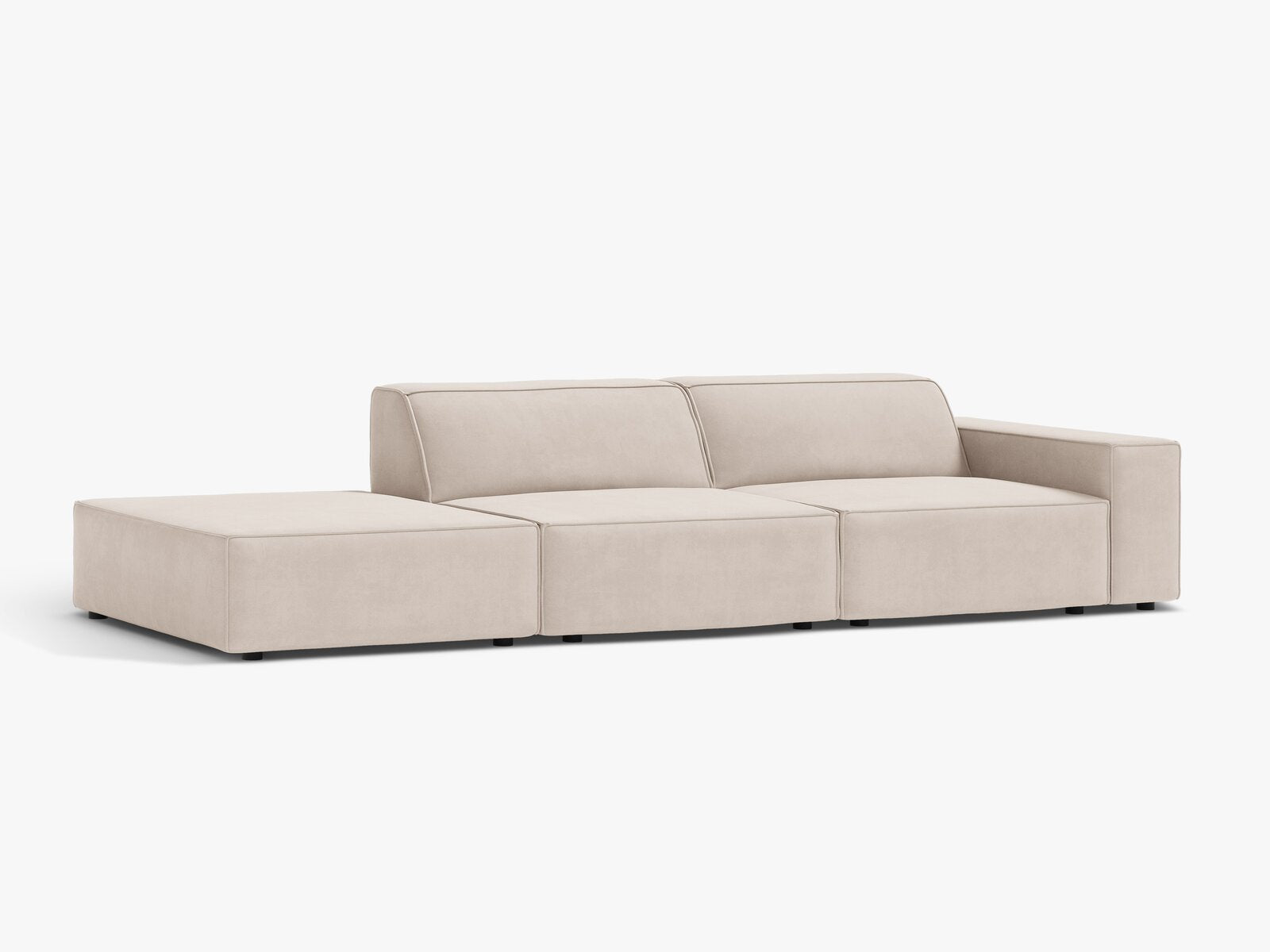 Micadoni Sofa Jodie 3-Sitzer Links Samt Venus Helles Beige