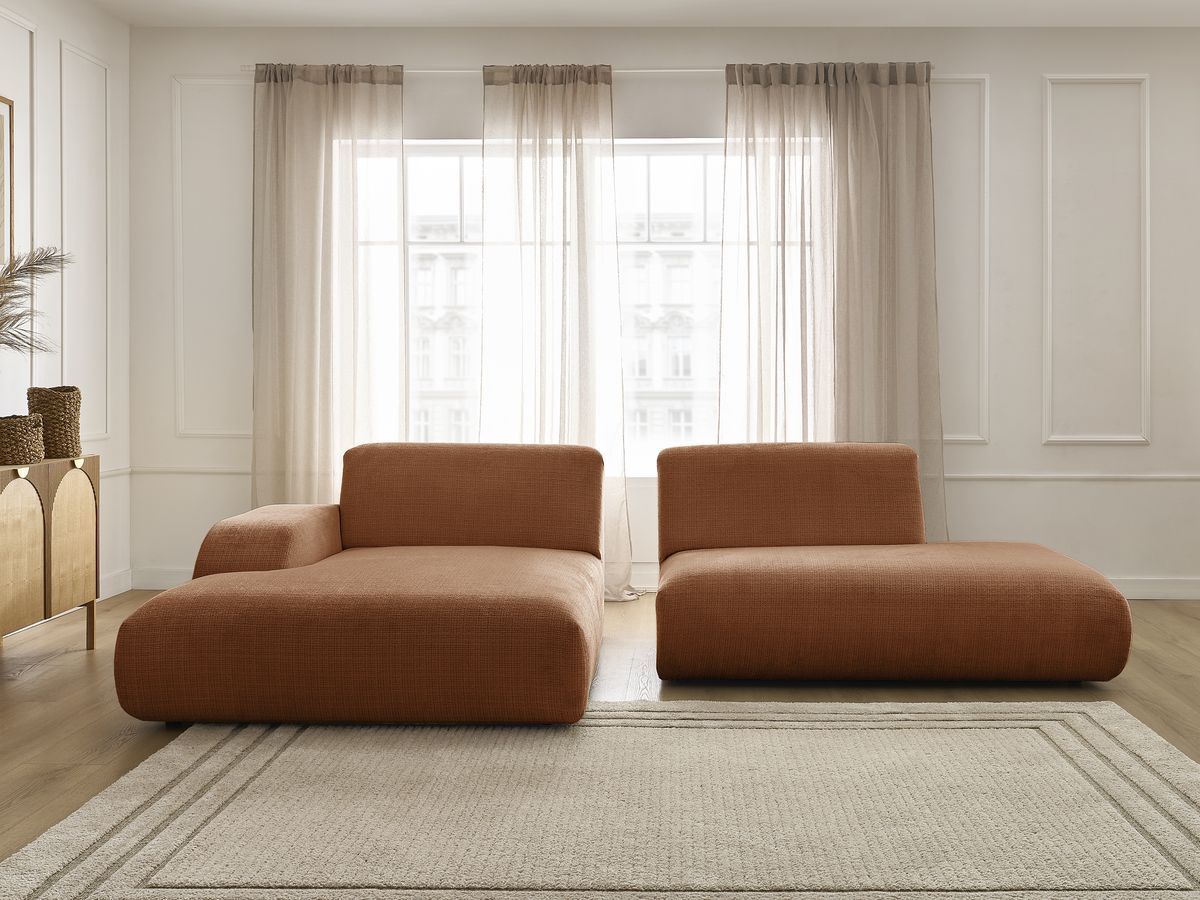 Bobochic Sirius Ecksofa 300 × 170 cm Strukturstoff Orange Ecke links