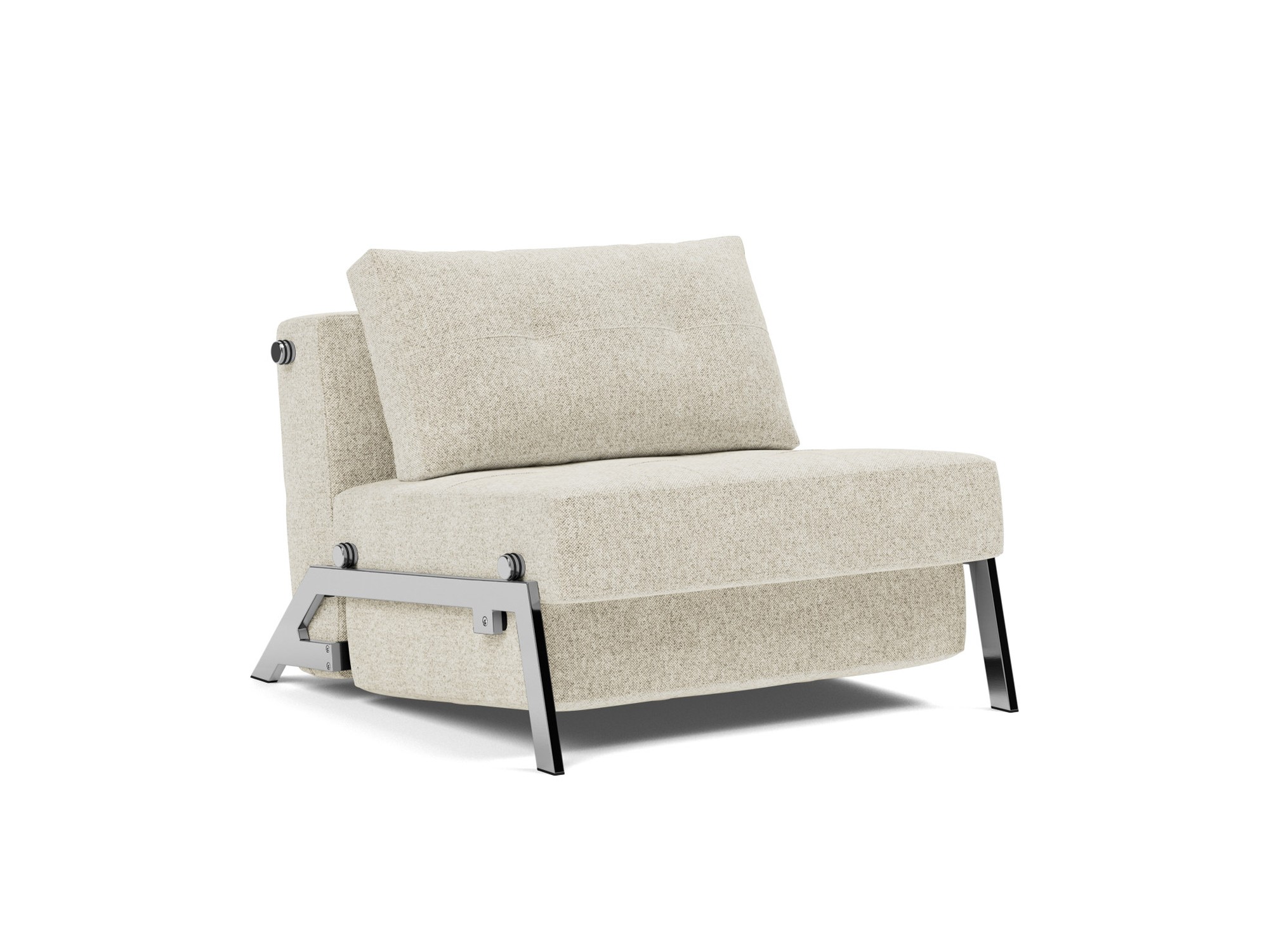 Schlafsessel Cubed 90 Strukturierter Stoff Taura 357-Off-White Beine Chrom