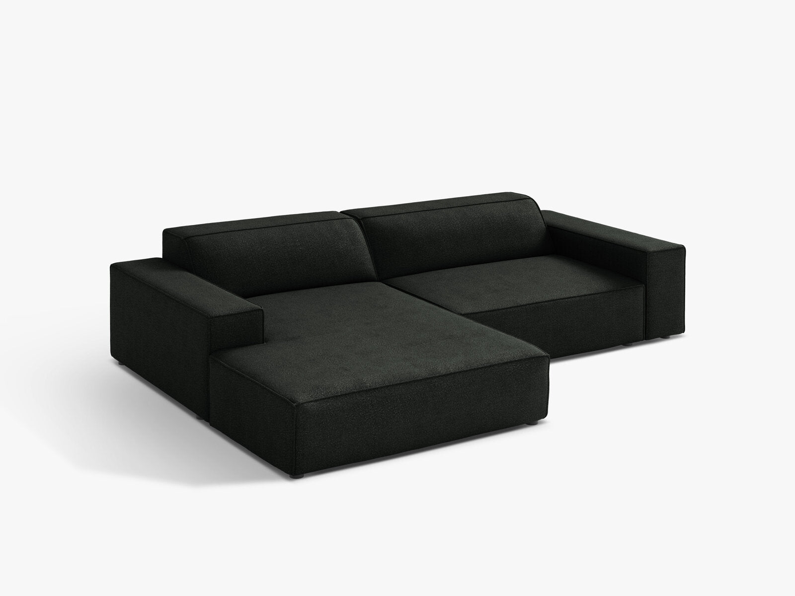 Micadoni Ecksofa Jodie 3-Sitzer Links Boucle Baloo Schwarz