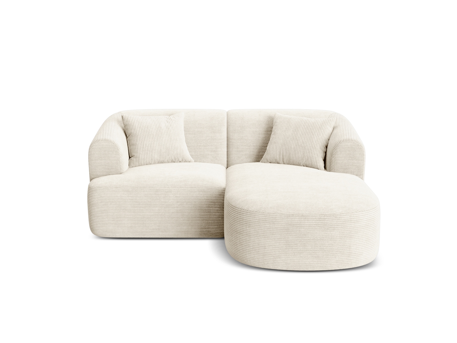 Cosmopolitan Design Ecksofa Campi 3-Sitzer Kord Lincoln D Helles Beige Rechts