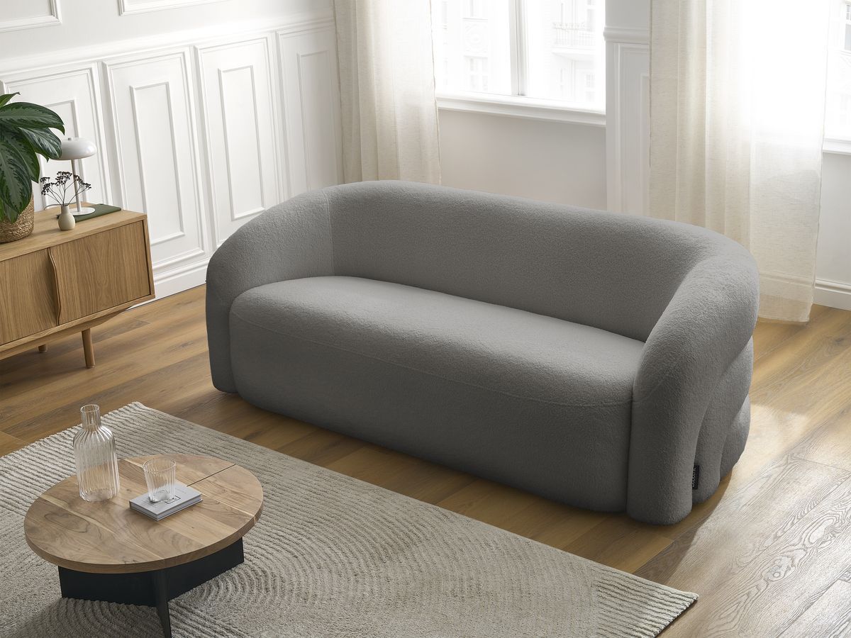 Bobochic Elina Sofa 3-Sitzer Bouclé-Stoff Dunkelgrau