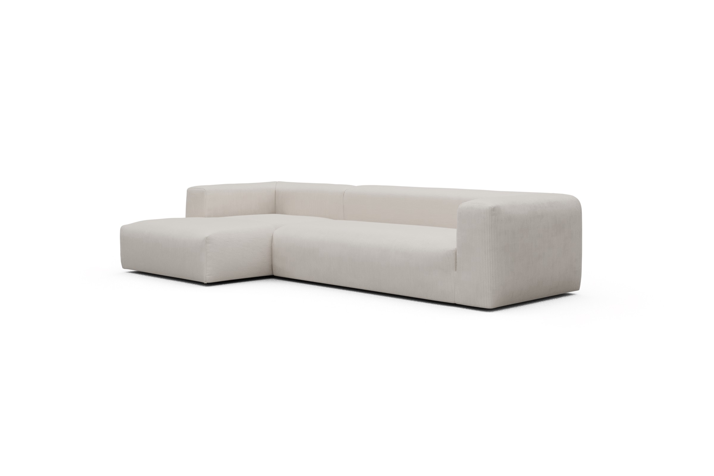 Ecksofa Fred Chaiselongue links mit 2,5-Sitzer Kord Corduroy 594-Ivory