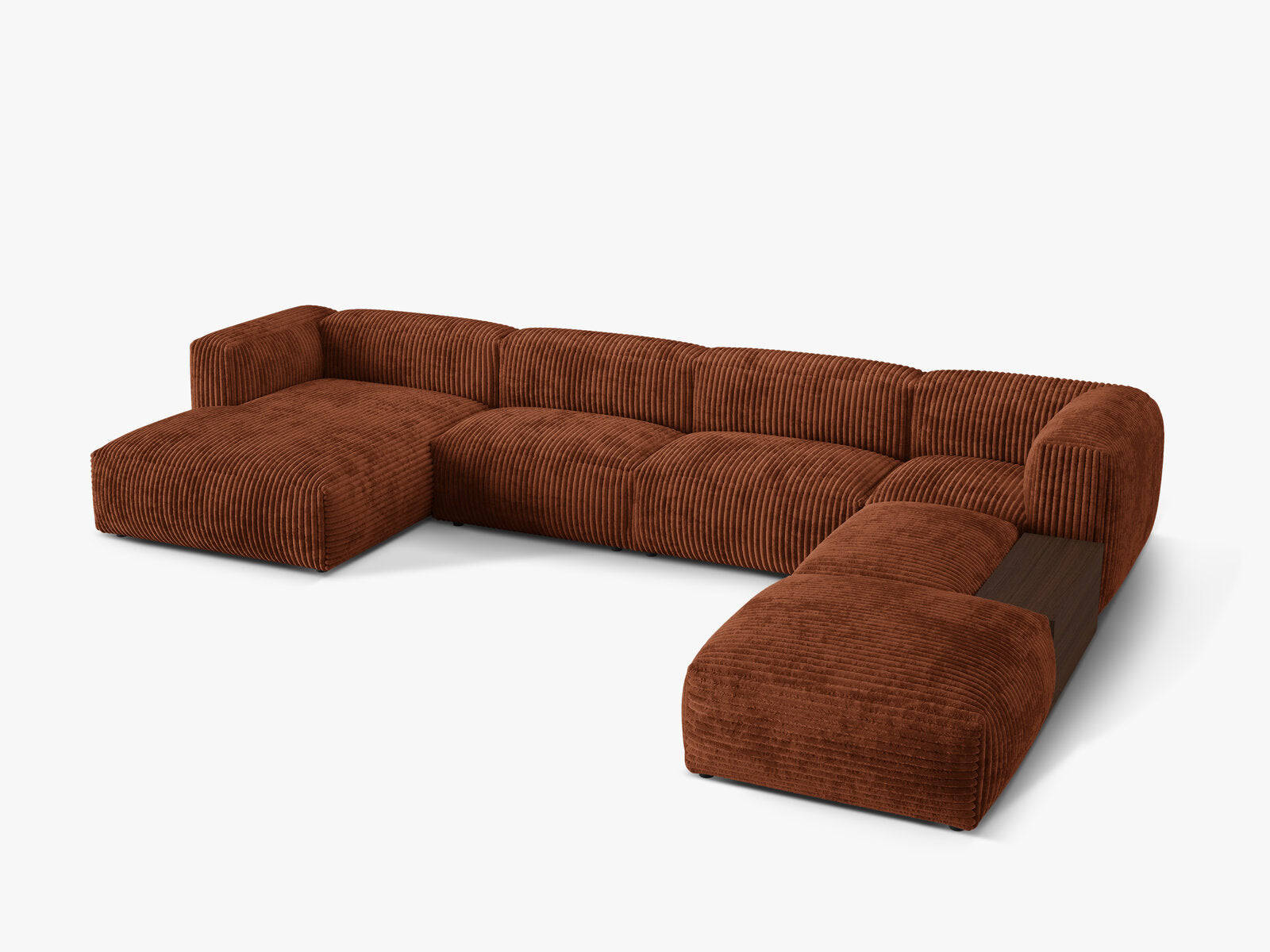 Micadoni Panorama-Ecksofa Martina 5-Sitzer Rechts Kord Ziegel