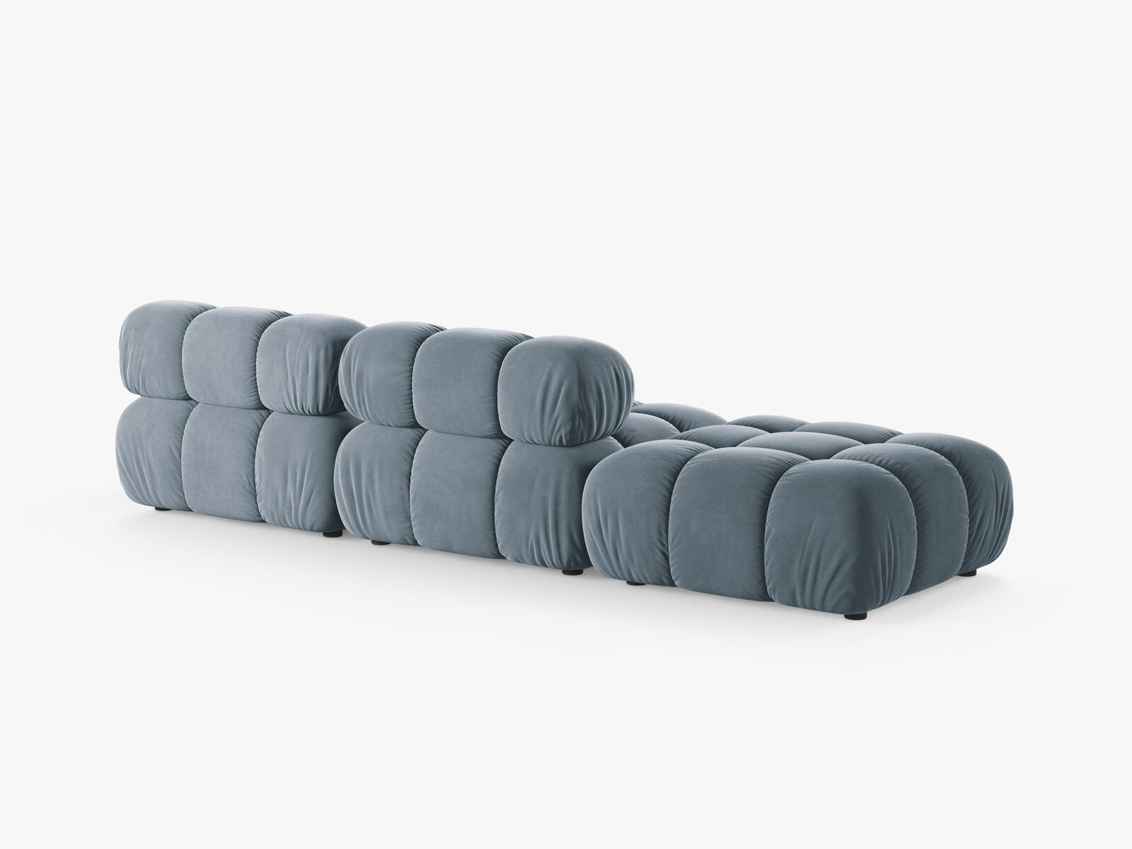 Micadoni Modulares Sofa Bellis 4-Sitzer Links Samt Bluvel Hellblau