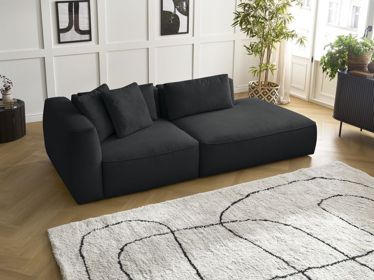 Bobochic Leopold Sofa 3-Sitzer Melange-Stoff Schwarz Armlehne links