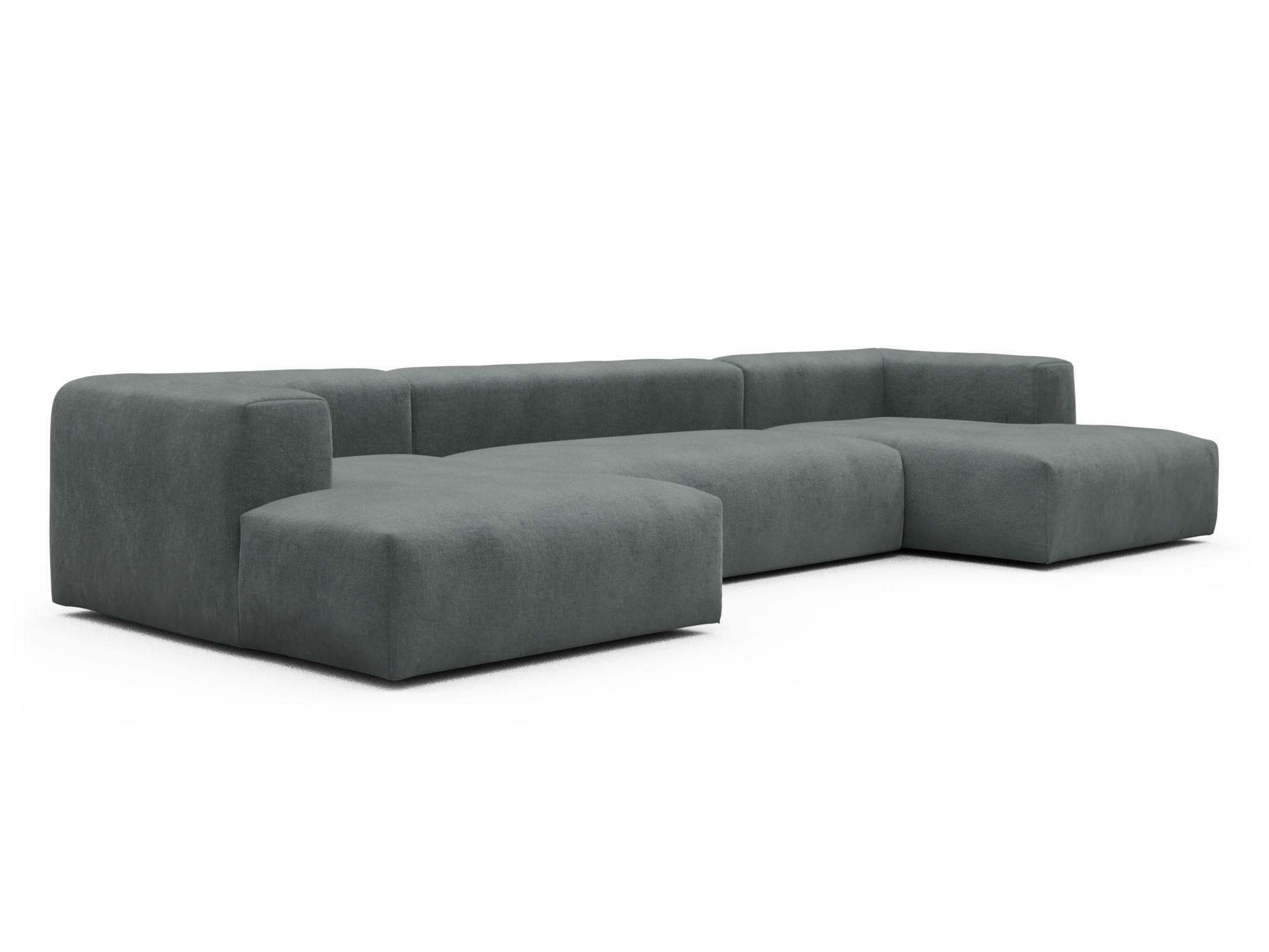 Skandi Home Wohnlandschaft Fred mit 2-Sitzer und Chaiselongue beidseitig Smooth-Silver-Grey moebelfaktor