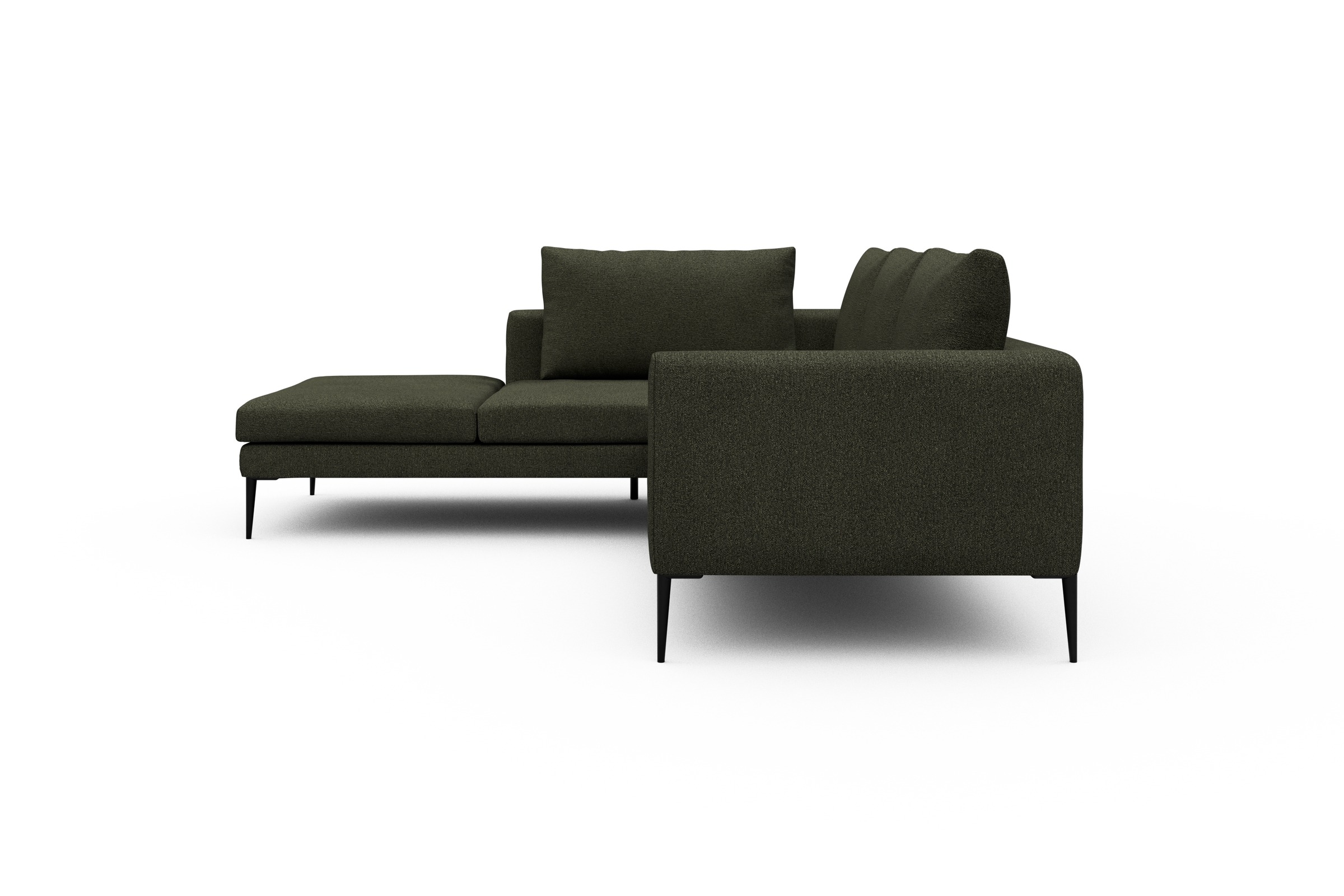 Ecksofa Paul Relax-Ecke links mit 2-Sitzer Boucle-Forest-Green