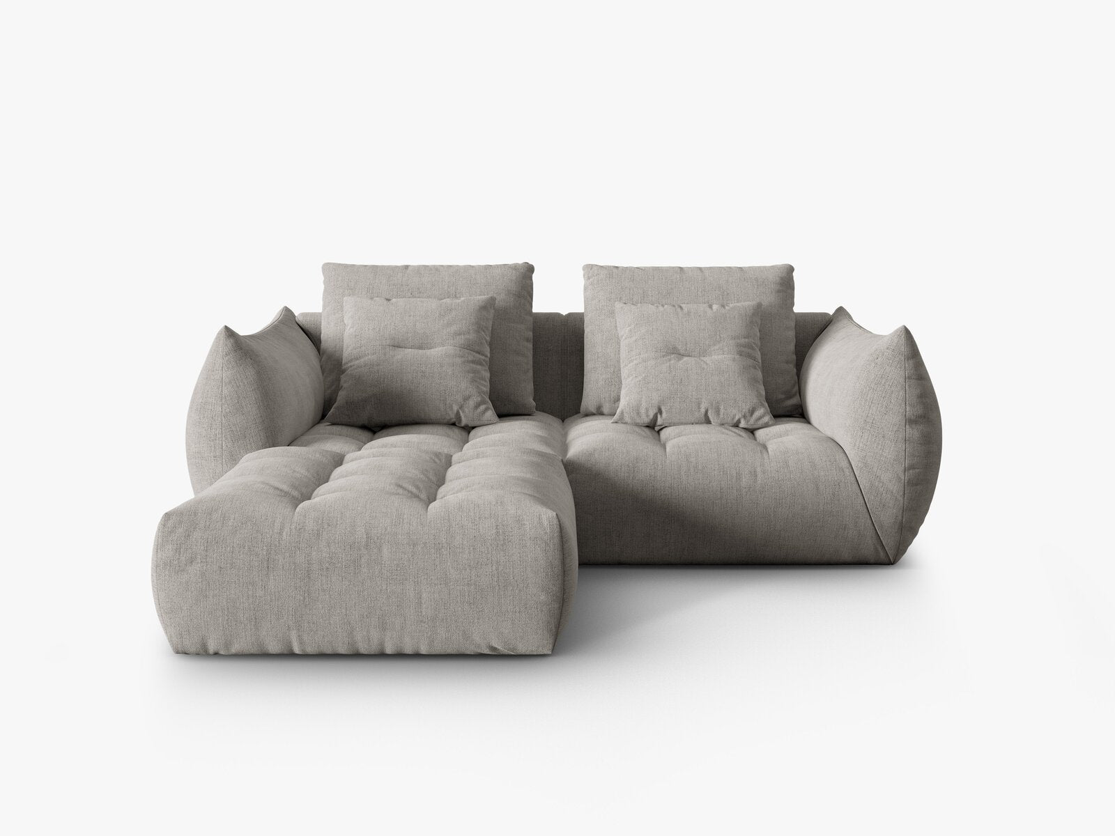 Micadoni Ecksofa Bloom 3-Sitzer Strukturierter Stoff Wind Hellgrau