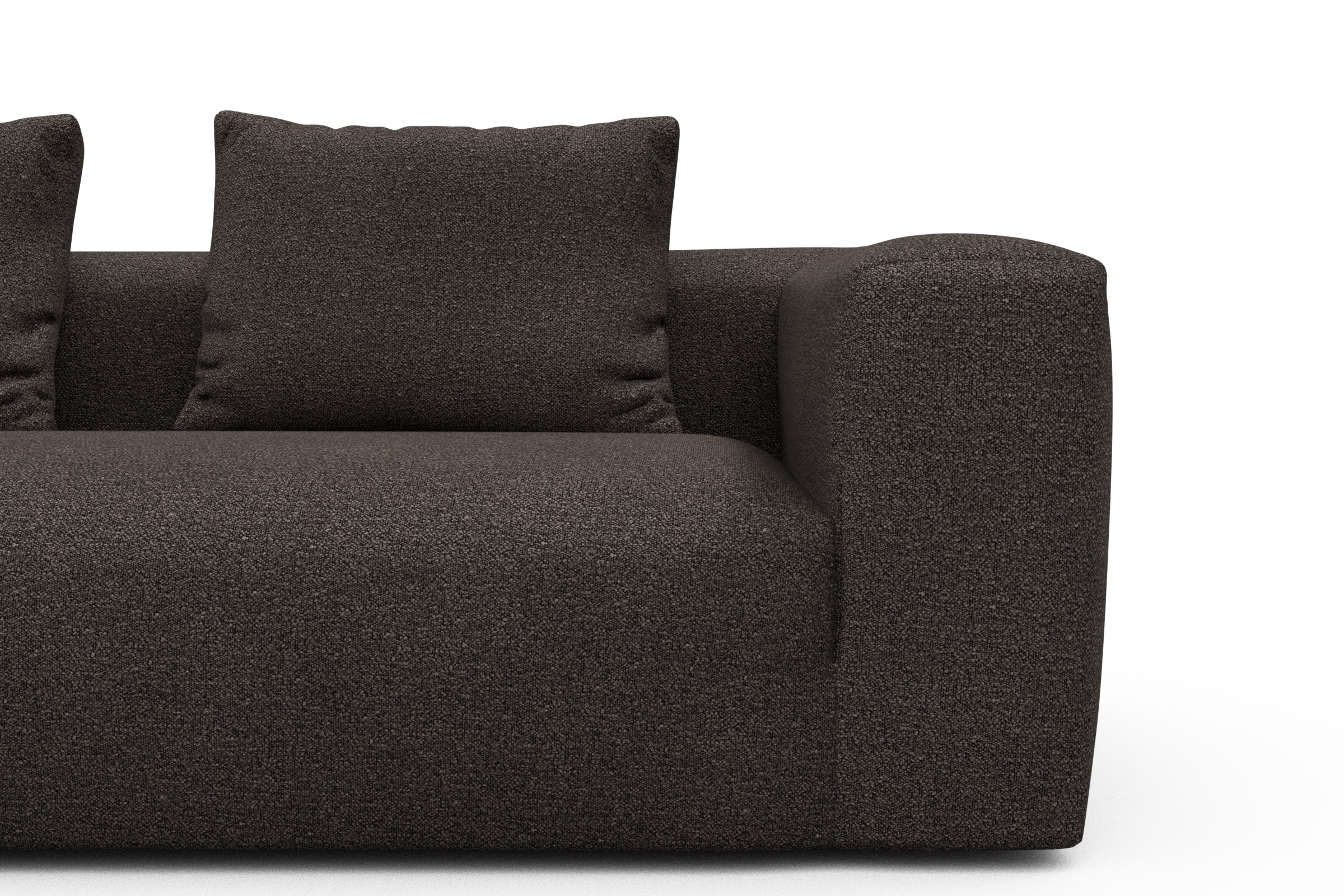 Wohnlandschaft Fred mit 2-Sitzer und Chaiselongue beidseitig Boucle-Taupe