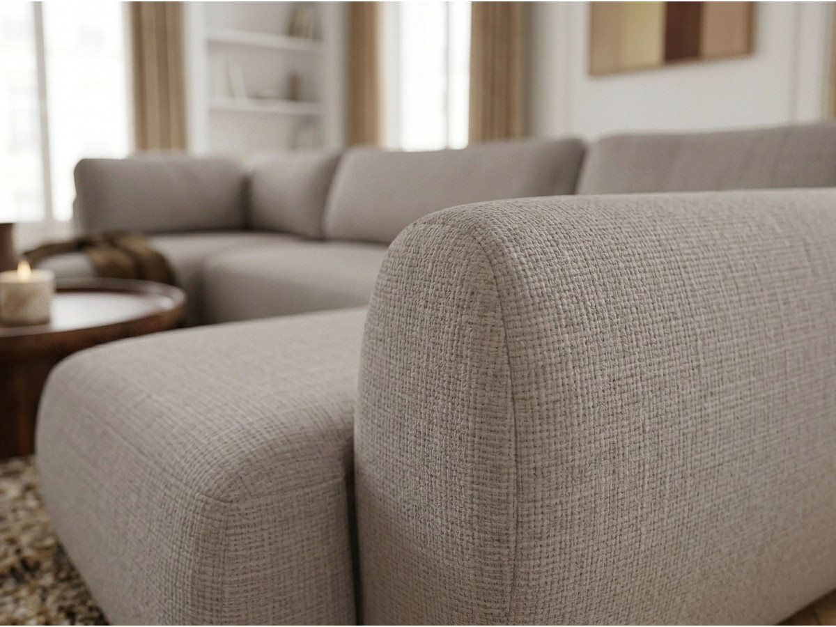 Bobochic Denise Wohnlandschaft Strukturstoff Taupe Ecke rechts