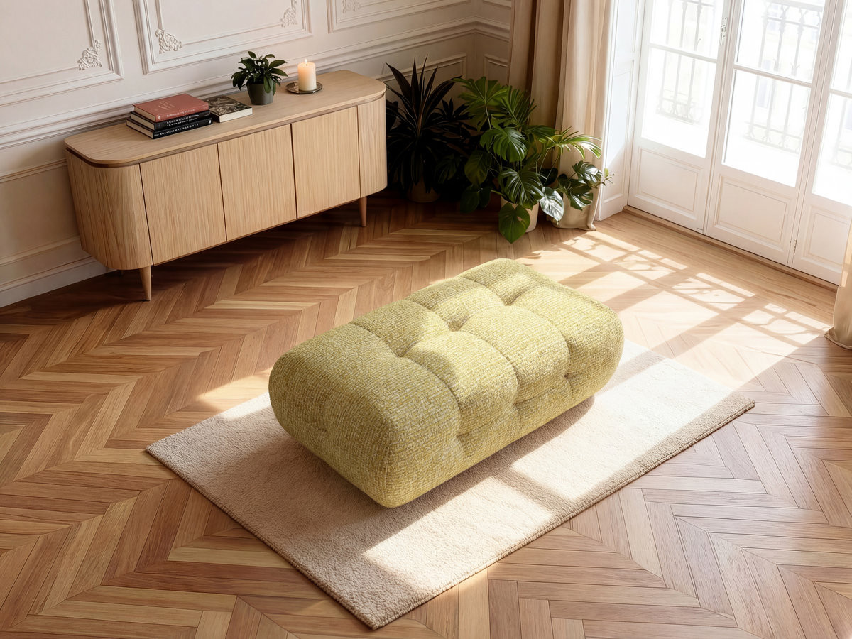 Bobochic Laura Pouf 135 × 84 cm Melange-Stoff Gelb