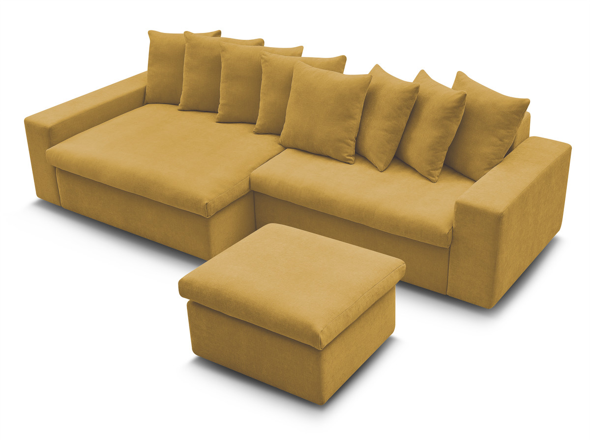 Bobochic Enore Ecksofa mit Pouf Stoff Gelb Ecke links