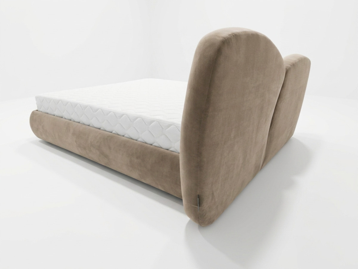 Bobochic Danae Polsterbett Samt Taupe, Liegefläche 140 × 190 cm