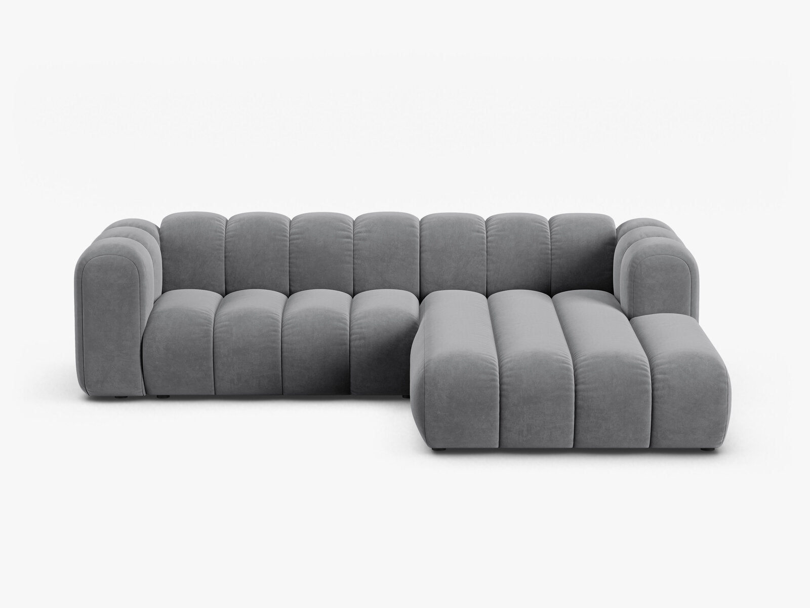 Micadoni Modulares Ecksofa Lupine 4-Sitzer mittelgroß Rechts Samt Salvador Grau