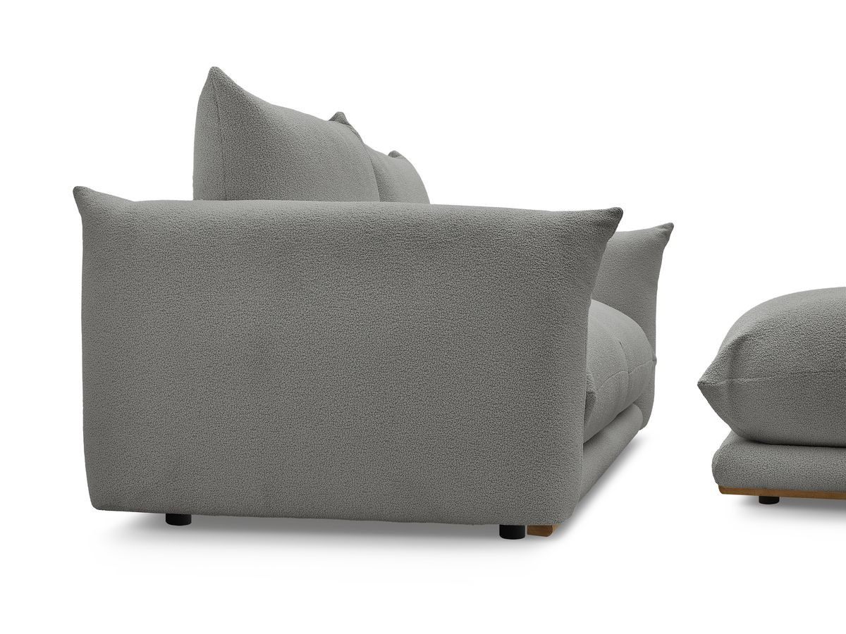 Bobochic Ernest Sofa 3-Sitzer mit Pouf 193 × 106 cm Bouclé-Stoff Dunkelgrau
