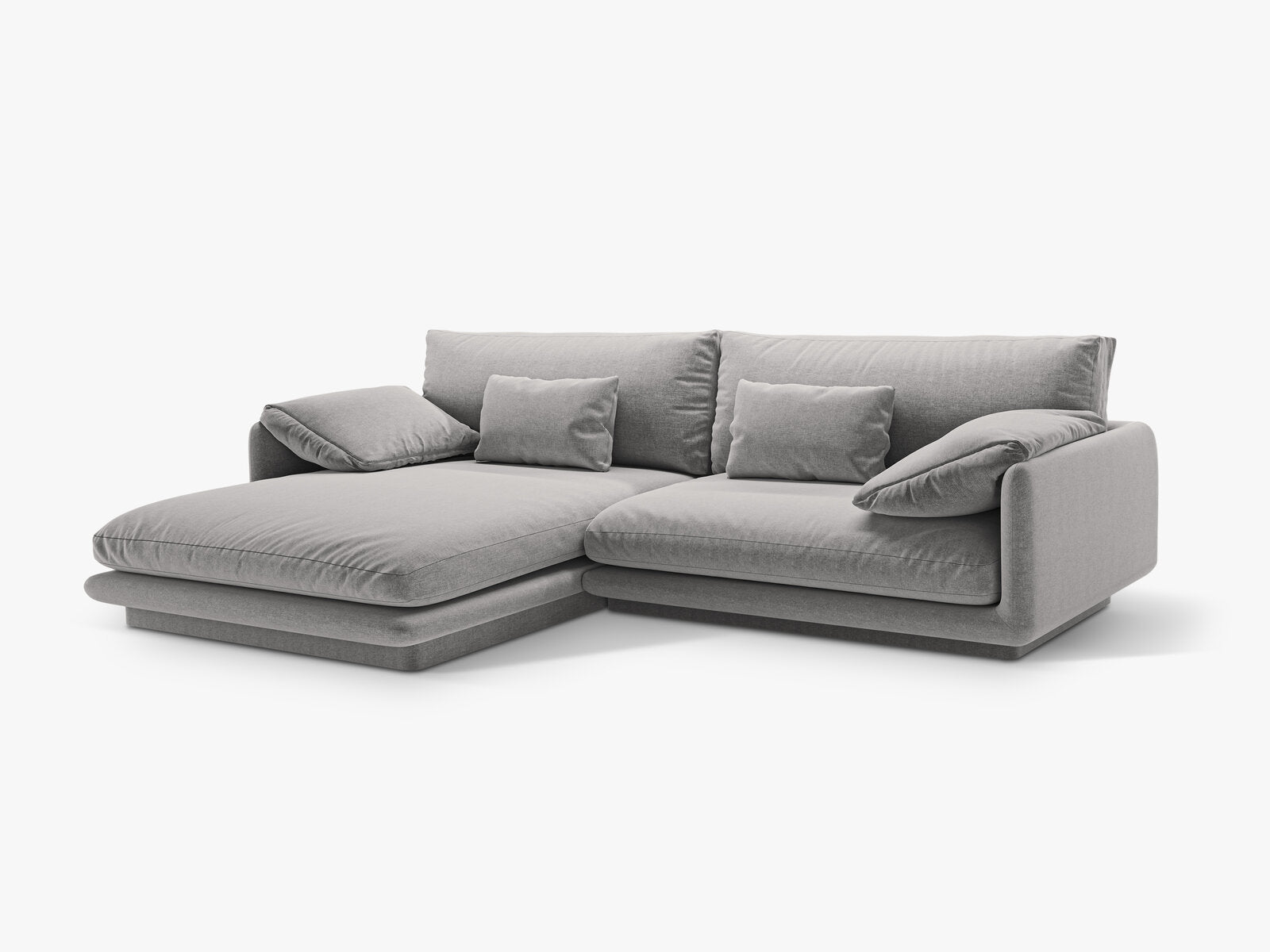 Micadoni Ecksofa Torino 4-Sitzer Links Strukturierter Stoff Hellgrau