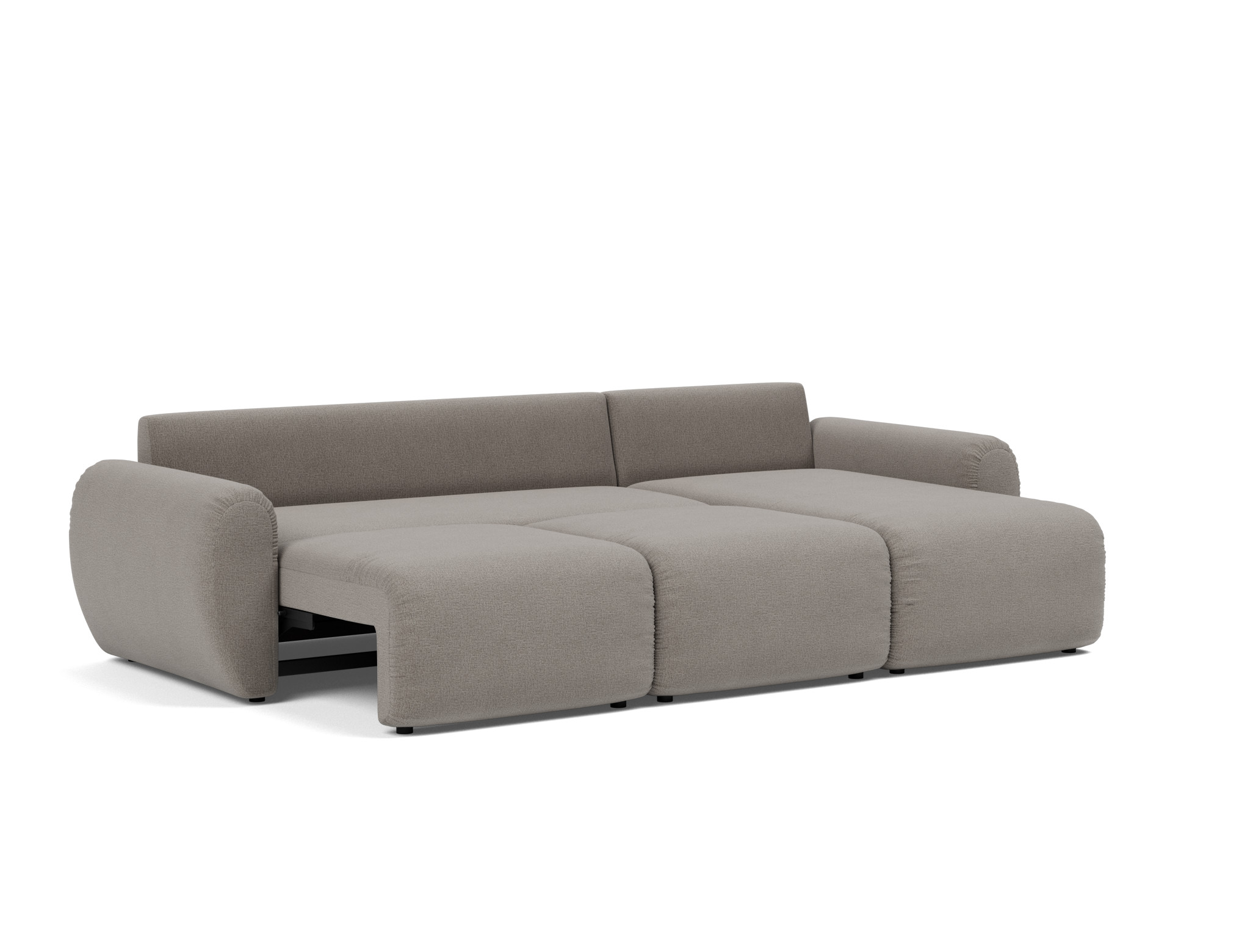 Schlafsofa Norum mit Chaiselongue und Curve-Armlehnen Flachgewebe Mixed Dance 521-Grey