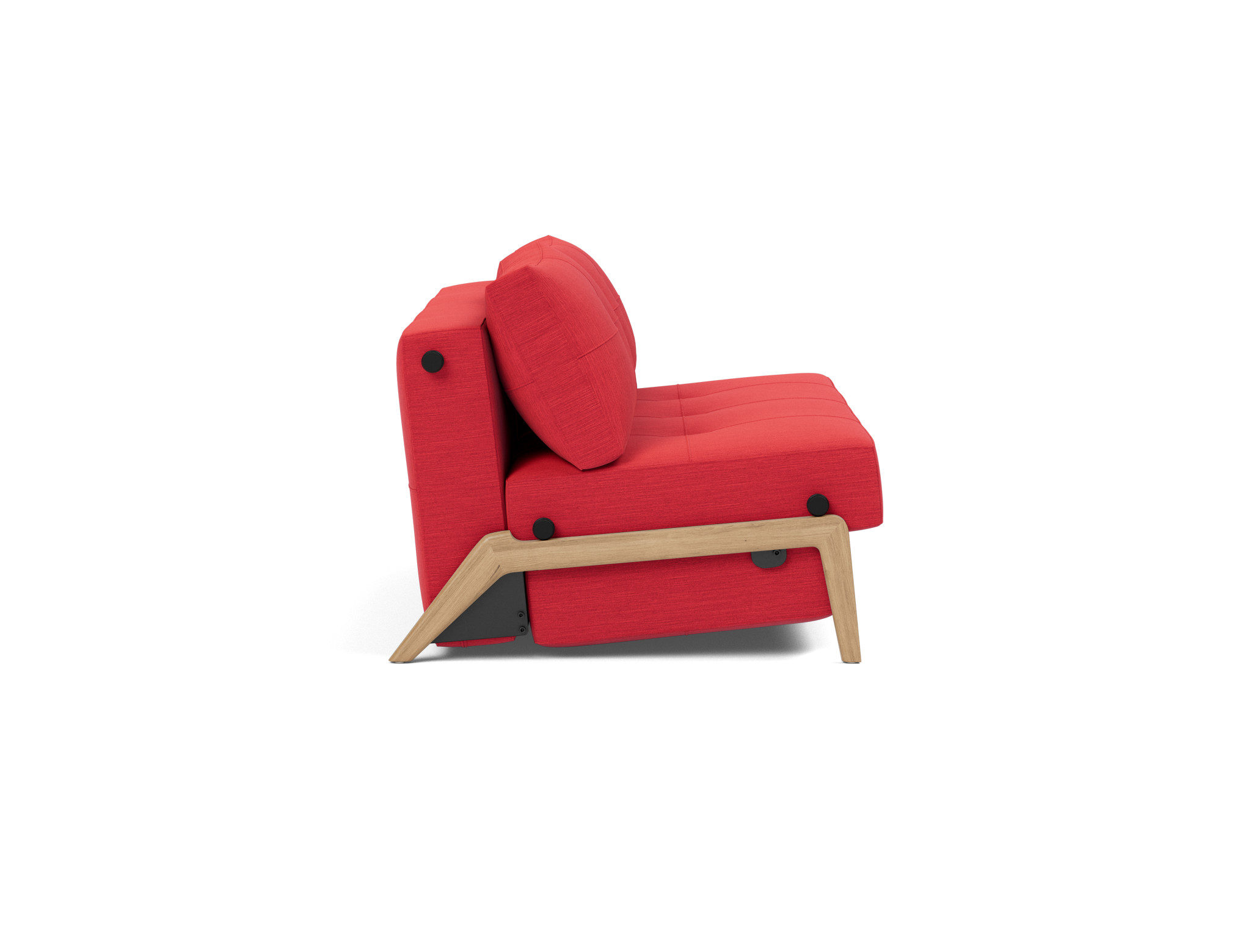 Schlafsofa Cubed 140 Flachgewebe Elegance 511-Red Beine Eiche