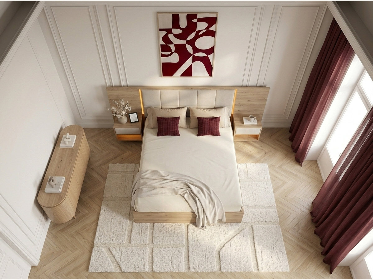 Bobochic Ryokan Polsterbett mit Bettkasten Strukturstoff Beige, Liegefläche 140 × 190 cm