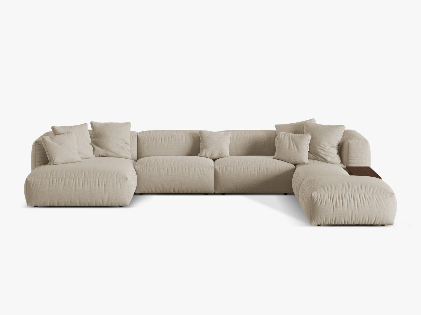 Micadoni Panorama-Ecksofa Martina 5-Sitzer Rechts Strukturierter Stoff Helles Beige