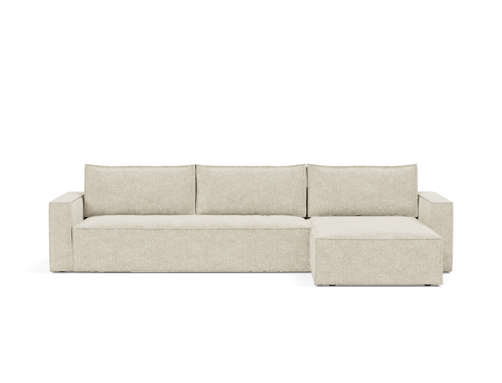 Schlafsofa Newilla mit Chaiselongue Strukturierter Stoff Taura 357-Off-White
