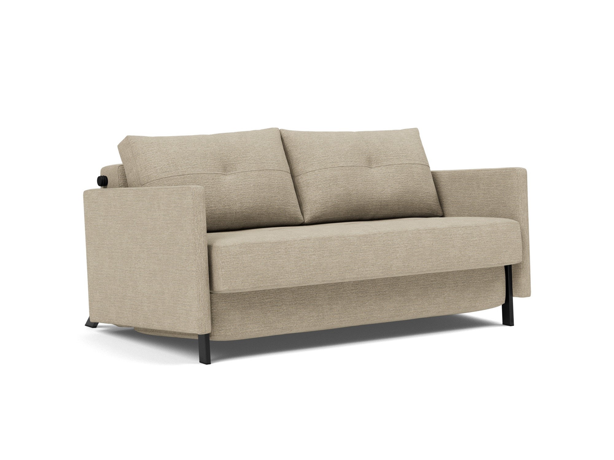Schlafsofa Cubed mit Armlehnen 140 Strukturierter Stoff Taura 356-Sand