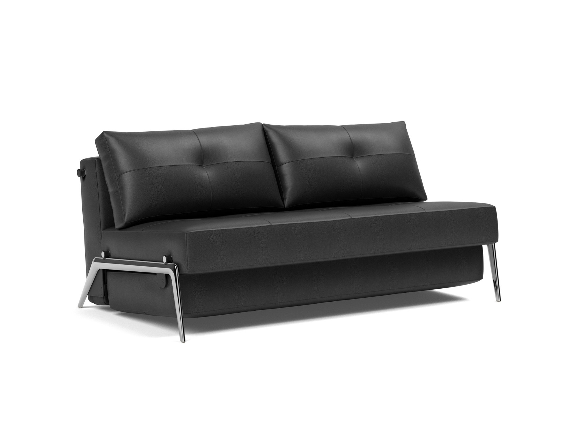 Schlafsofa Cubed 160 Lederoptik Faunal 550-Black Beine Aluminium