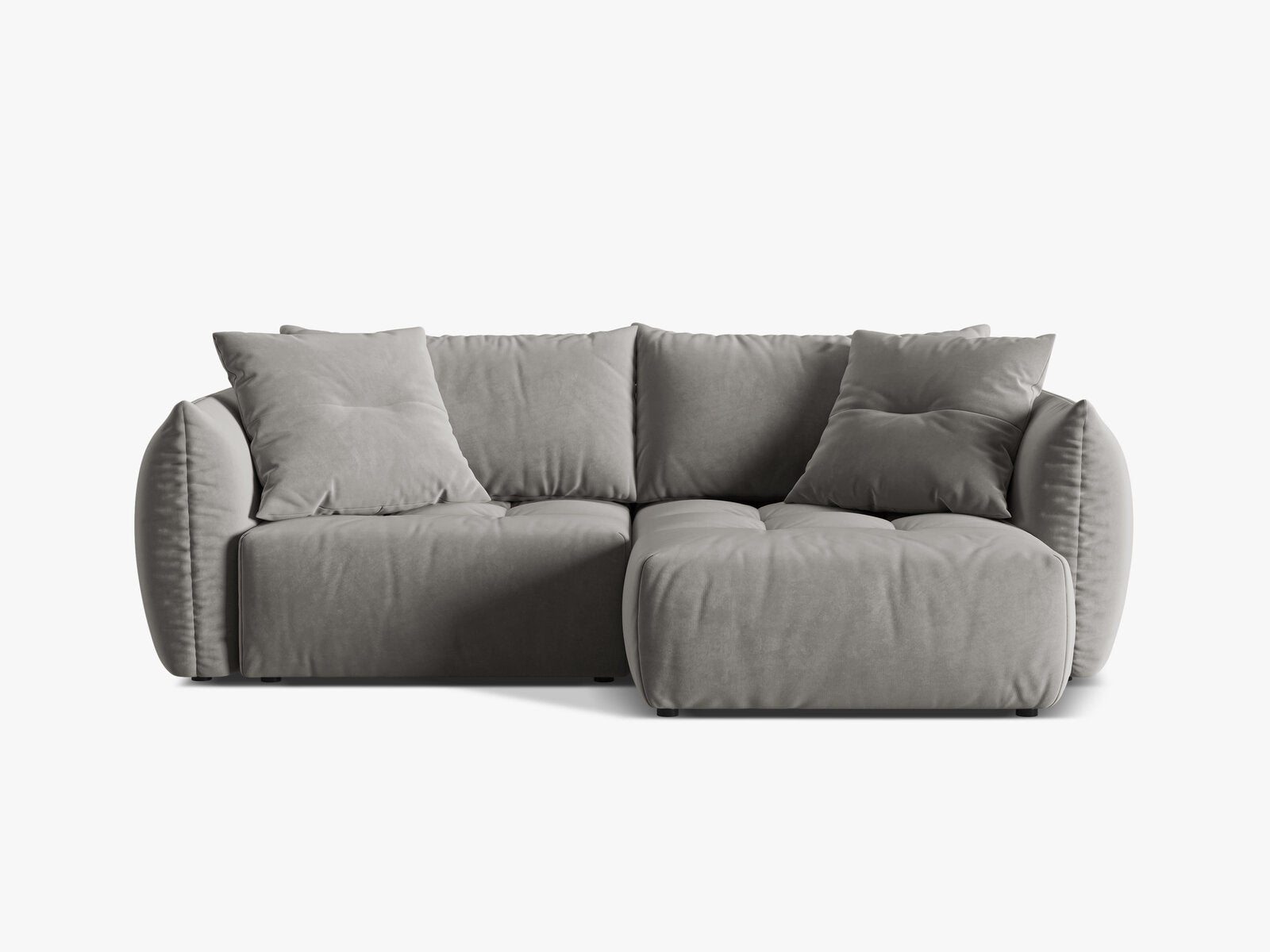 Micadoni Bloom Ecksofa 3-Sitzer mit Schlaffunktion Rechts Samt Casino Grau