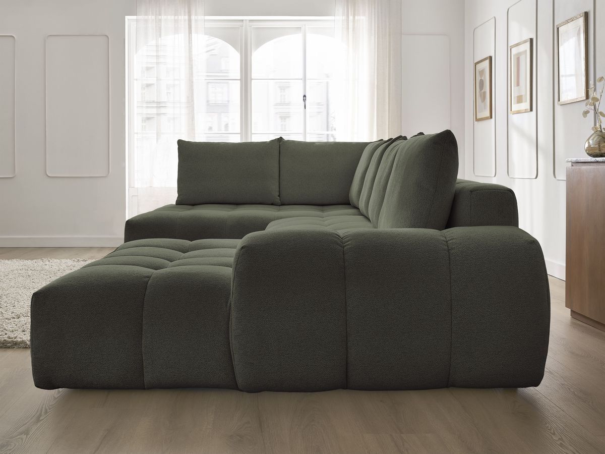 Bobochic Everest Wohnlandschaft, 6 Kissen Melange-Stoff Grün Ecke rechts