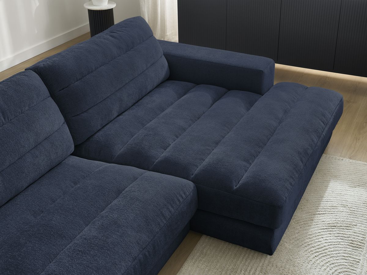 Bobochic Sierra Ecksofa Strukturstoff Dunkelblau Ecke rechts