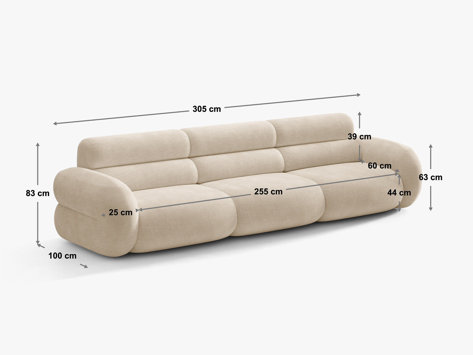 Micadoni Neo Modulares Sofa 4-Sitzer Boucle Baloo Braun