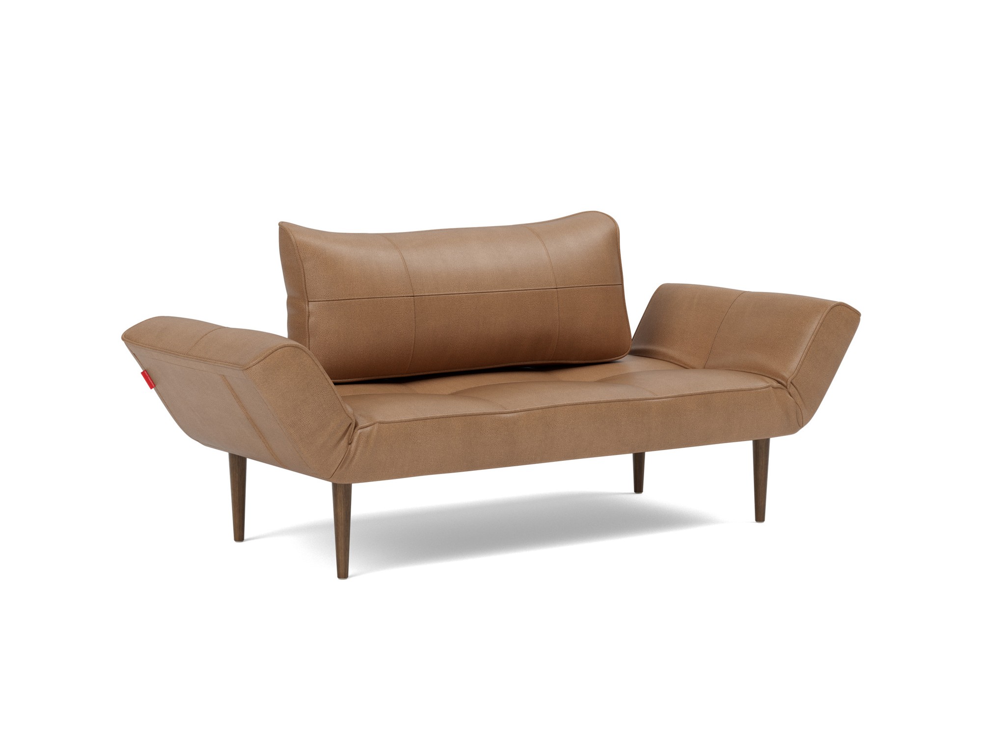 Tagesbett Zeal Lederoptik Faunal 551-Brown Beine Styletto Eiche dunkel