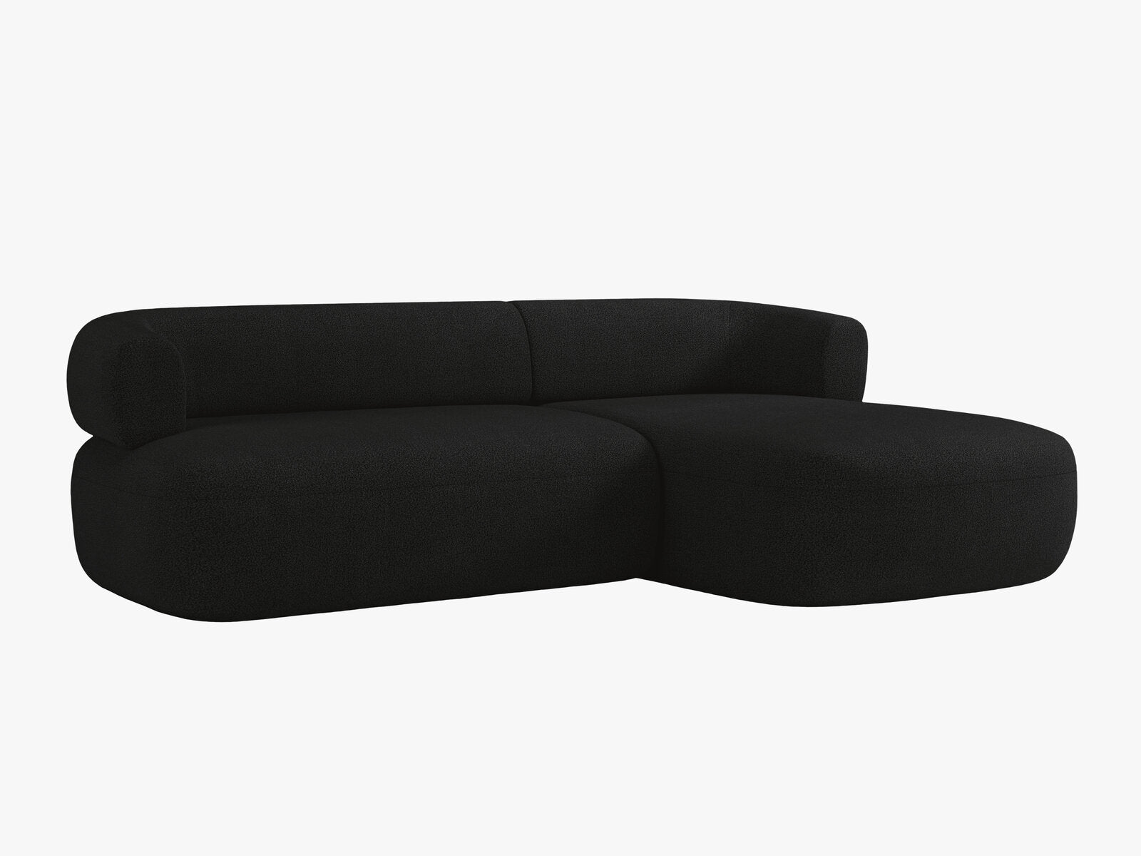 Micadoni 5-Sitzer Ecksofa Jenny Rechts Boucle Now or Never Schwarz