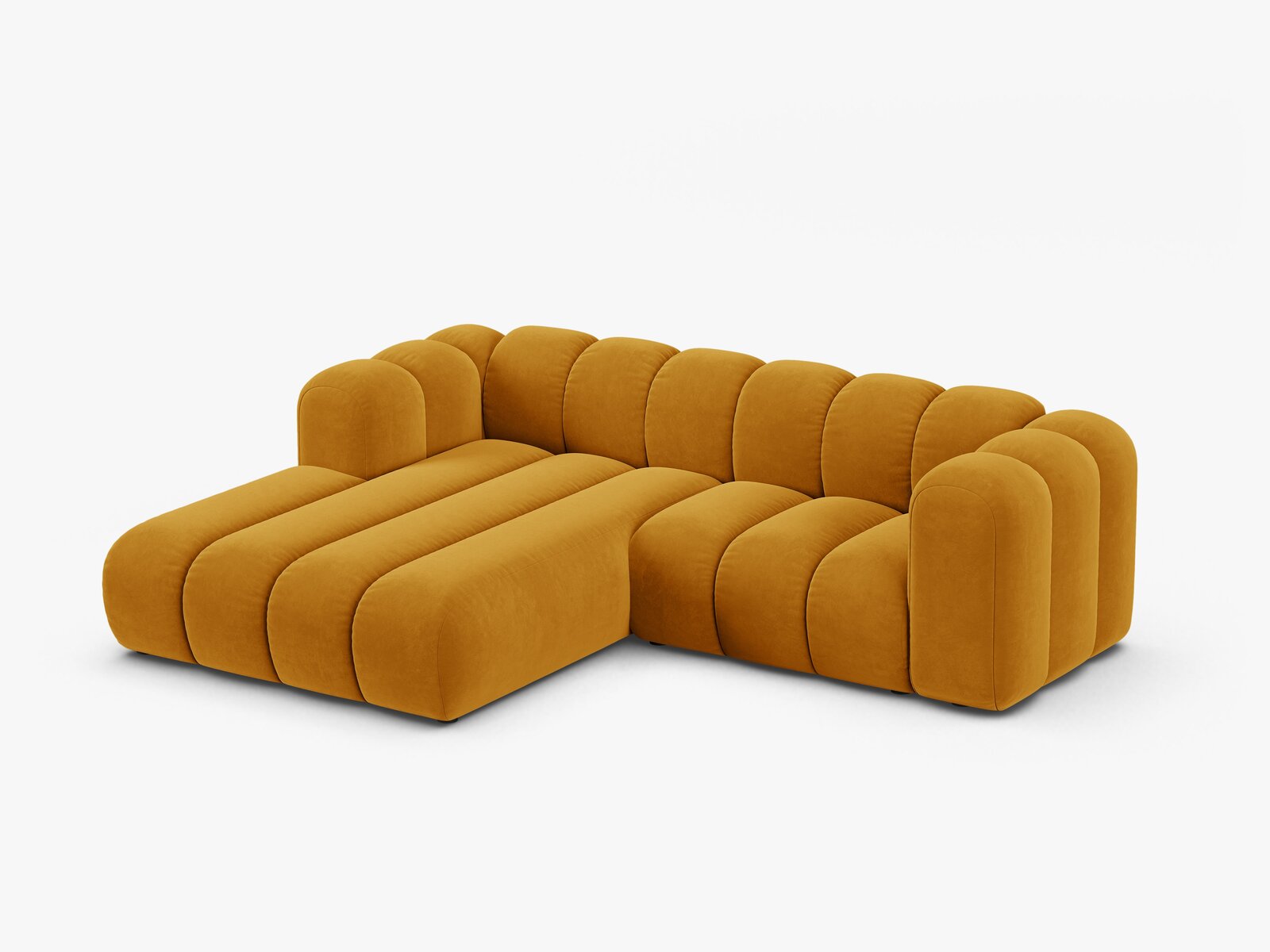Micadoni Modulares Ecksofa Lupine 3-Sitzer Links Samt Salvador Gelb