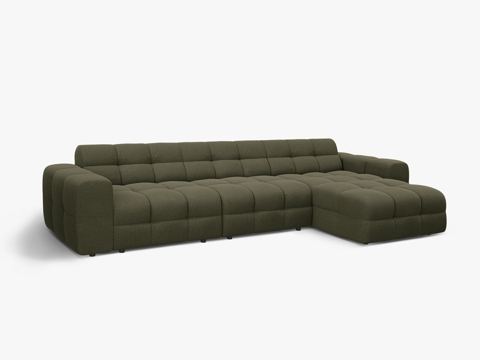 Micadoni Ecksofa Kendal 5-Sitzer Rechts Strukturierter Stoff Amazonas Grün