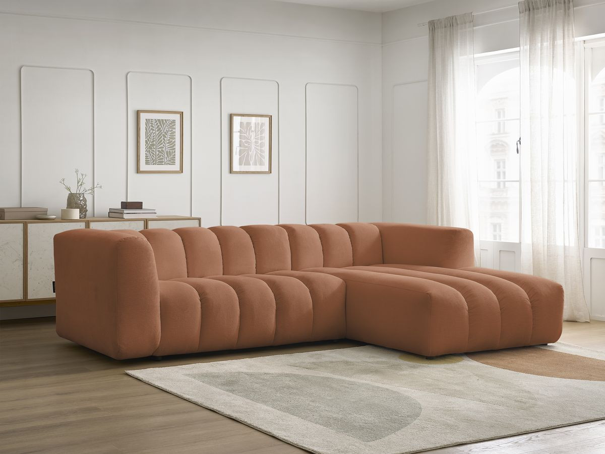 Bobochic Talia Ecksofa Melange-Stoff Orange Ecke rechts