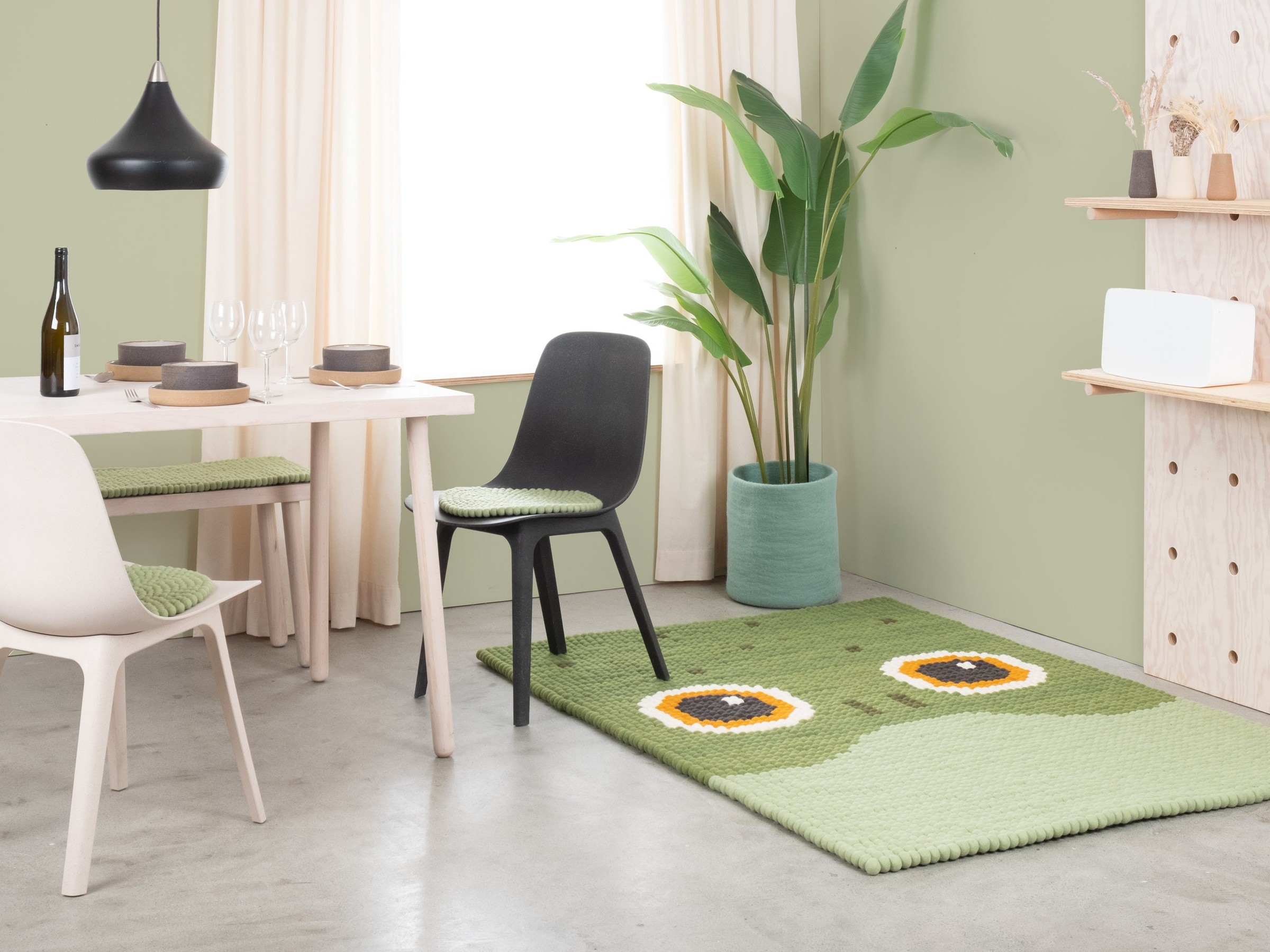 myfelt Käthe Filzkugelteppich Grün