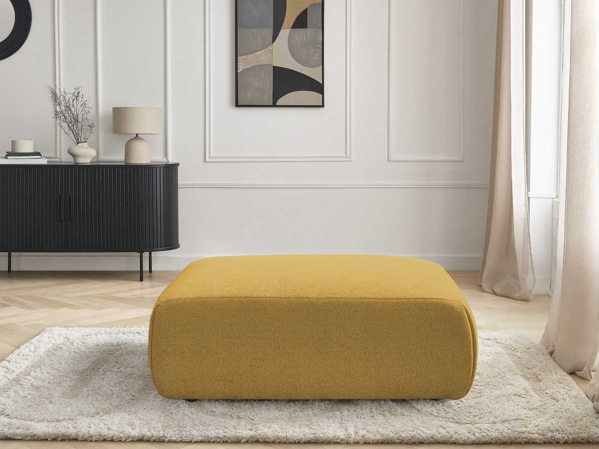 Bobochic Jana Pouf 94 × 114 cm Melange-Stoff Gelb