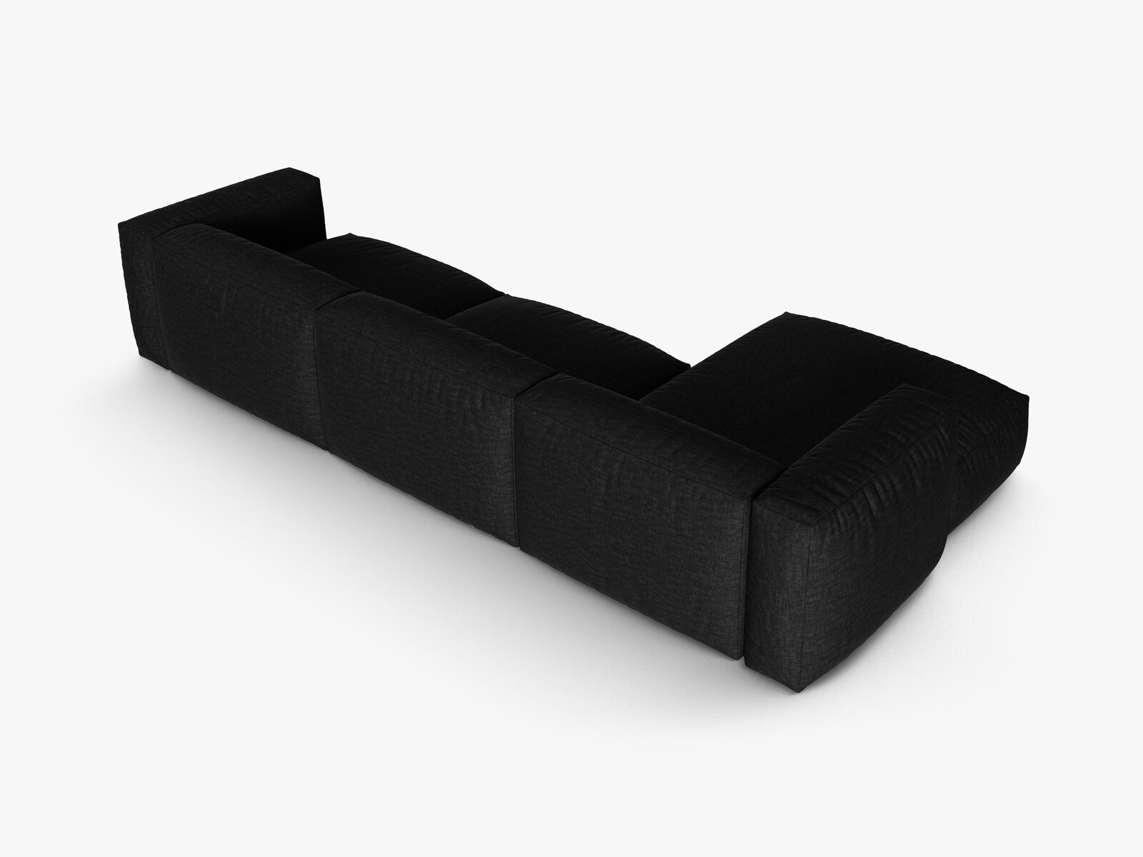 Micadoni Ecksofa Martina 3-Sitzer 90cm Sitztiefe Links Strukturierter Stoff Boston Schwarz