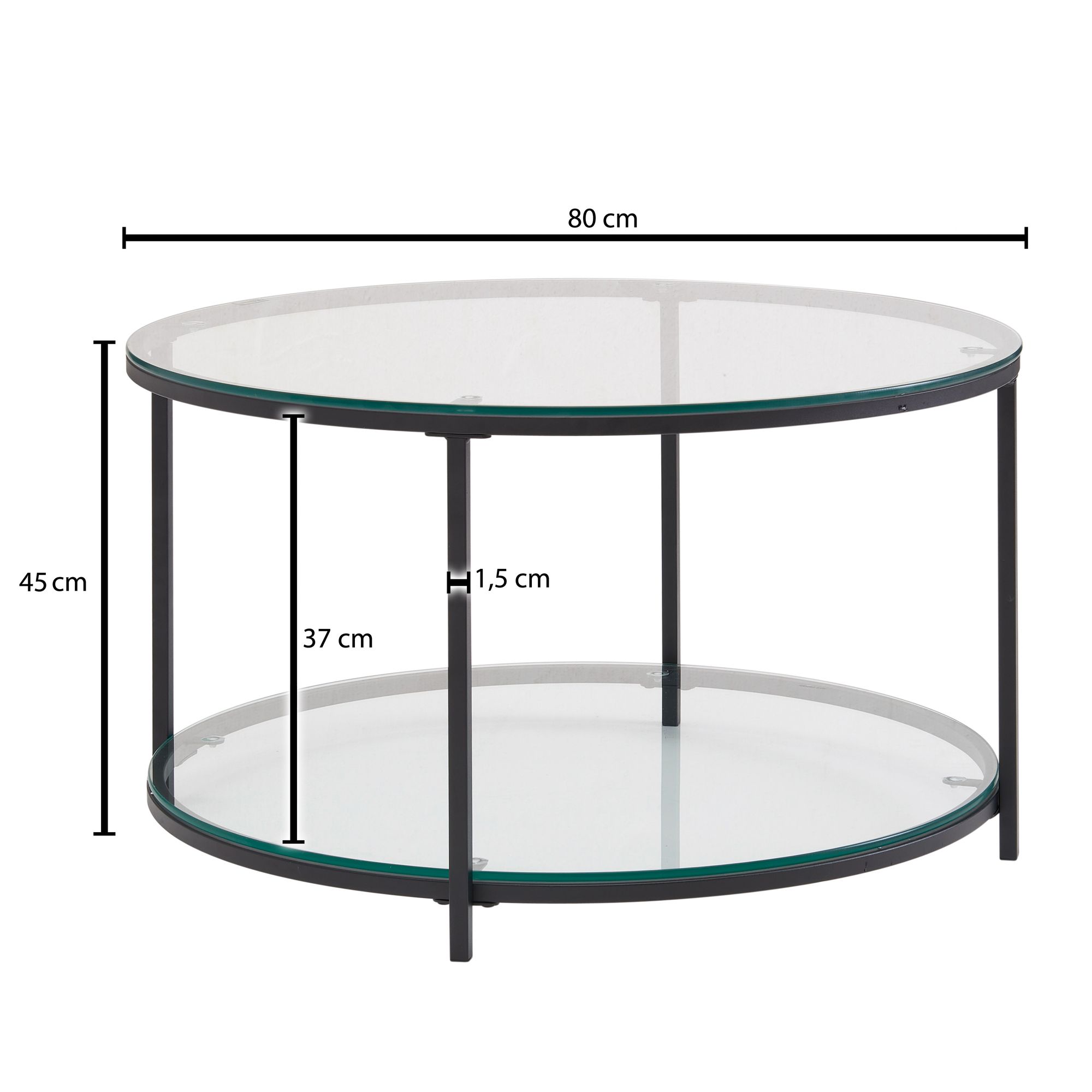 Couchtisch Sudavik Glas Schwarz Ø 80 cm