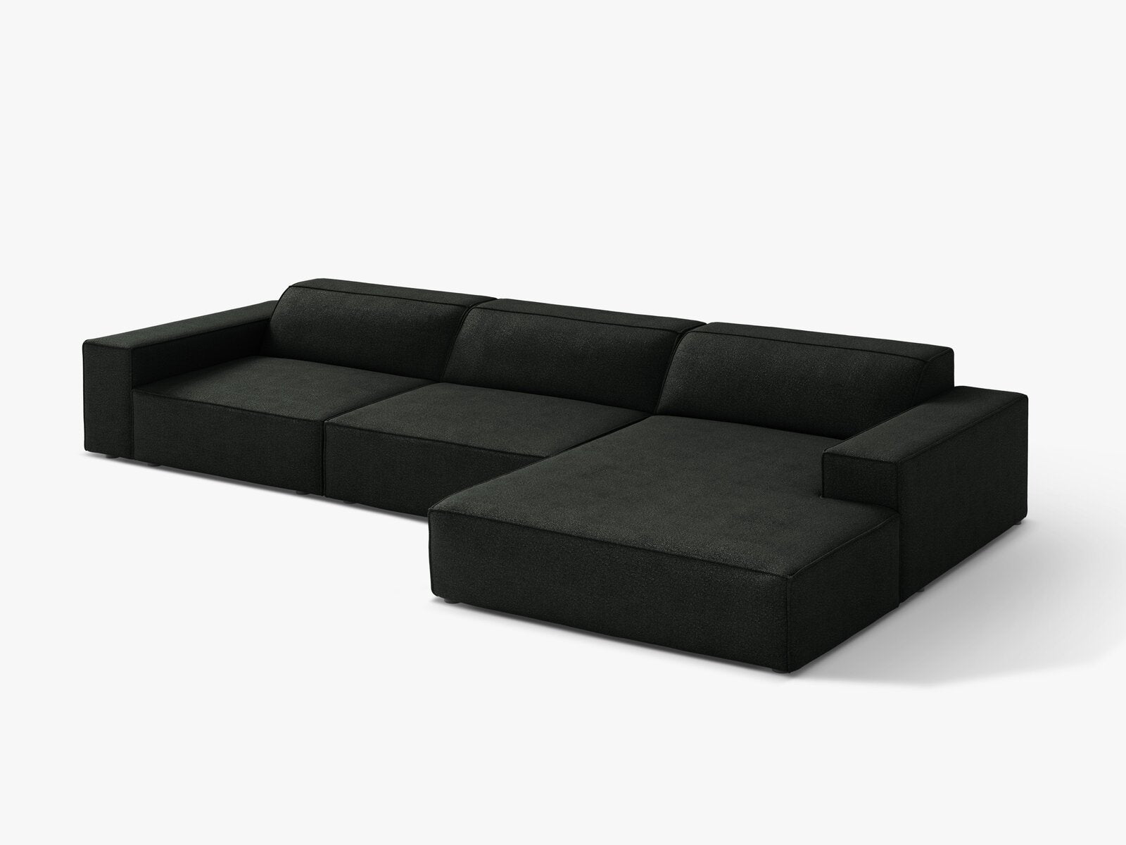 Micadoni Ecksofa Jodie 4-Sitzer Rechts Boucle Baloo Schwarz