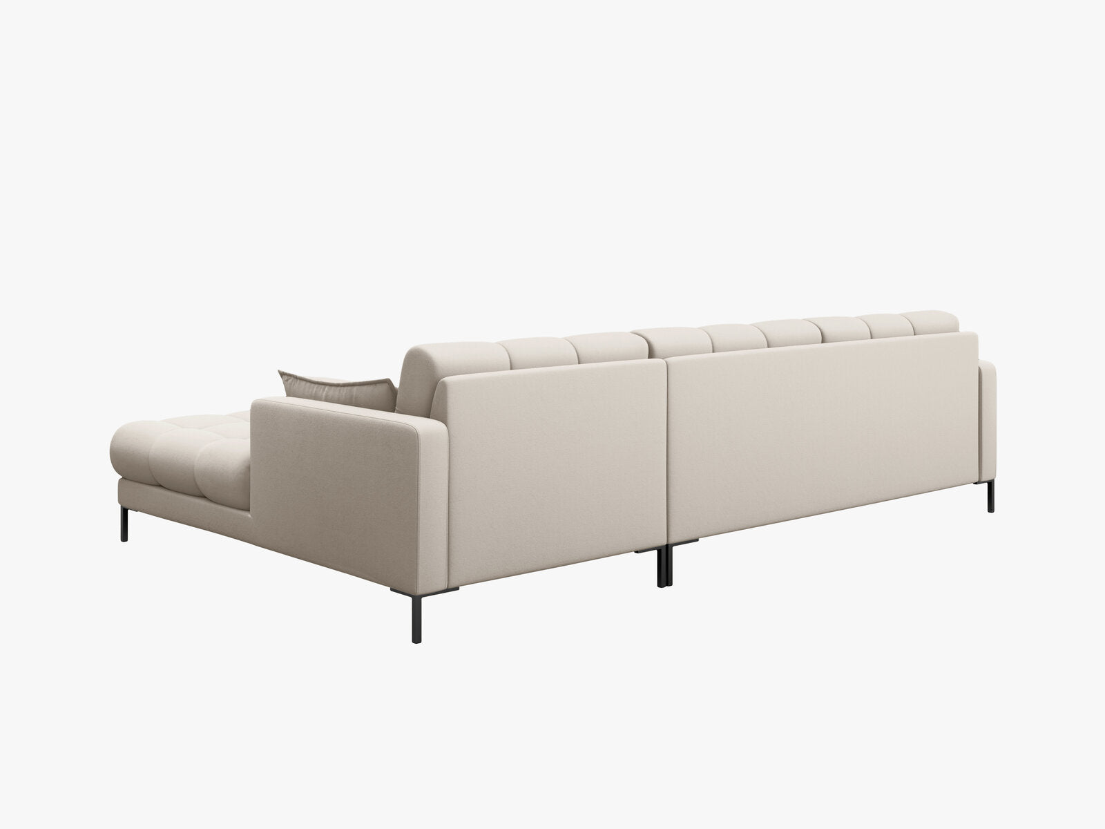 Micadoni Ecksofa Mamaia 5-Sitzer Rechts Strukturierter Stoff Neve Beige schwarze Beine