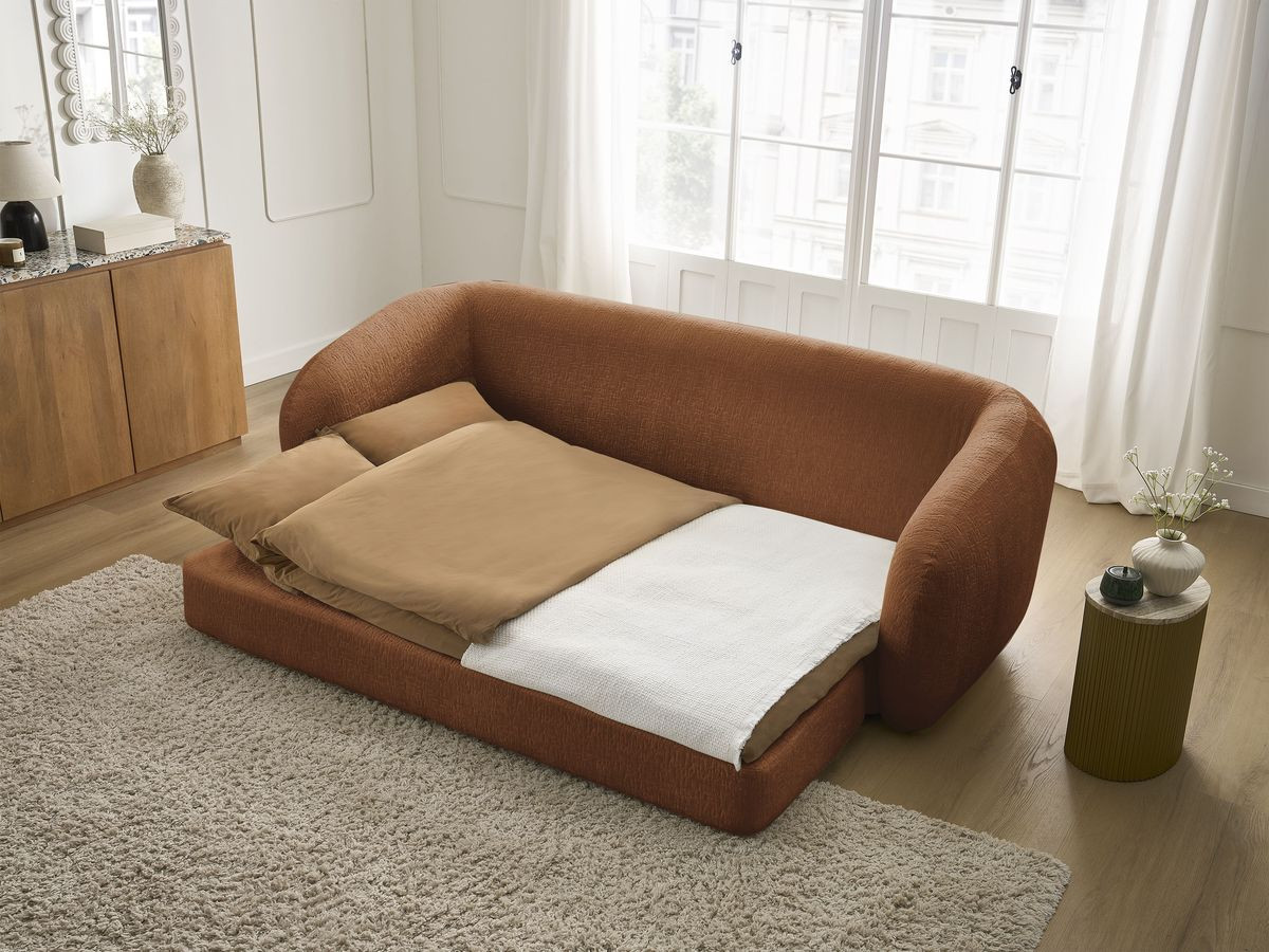 Bobochic Neyo Schlafsofa 3-Sitzer Strukturstoff Orange