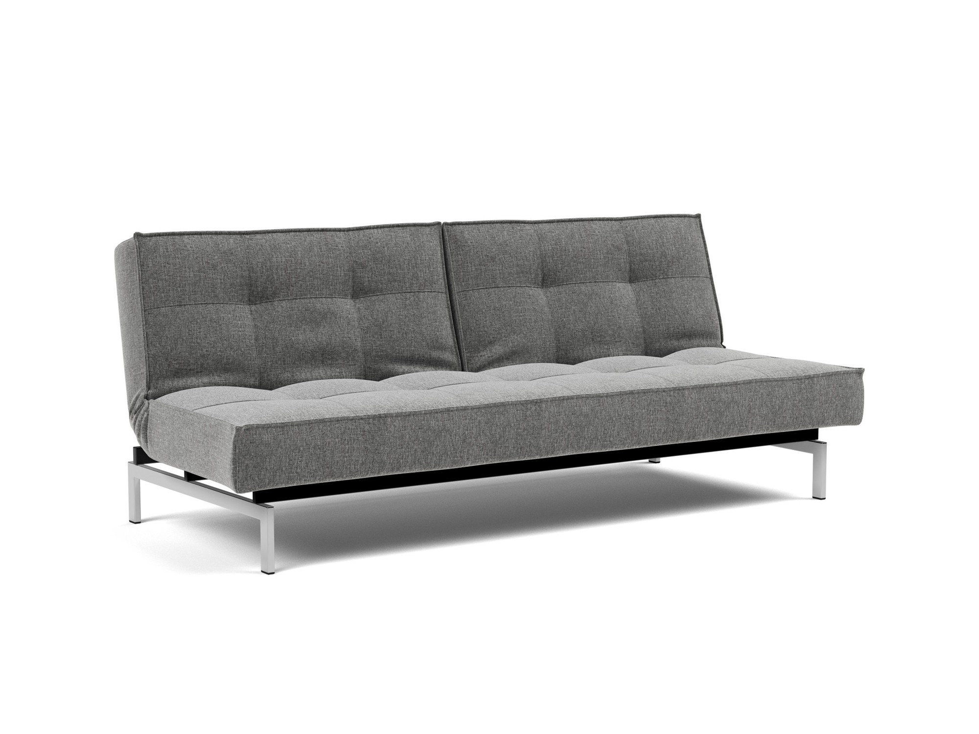Schlafsofa Splitback Strukturierter Stoff Twist 563-Charcoal Beine Chrom
