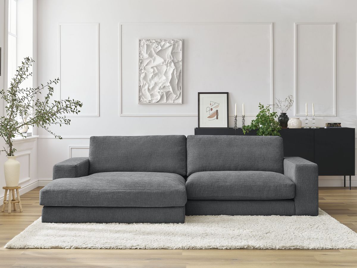 Bobochic Leonard Ecksofa 234 × 159 cm Strukturstoff Dunkelgrau Ecke links