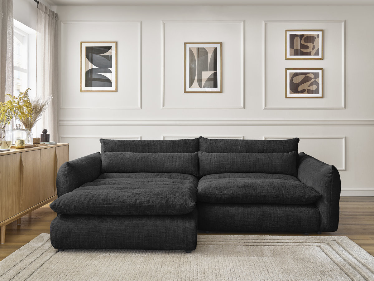 Bobochic Neil Ecksofa Strukturstoff Schwarz Ecke links